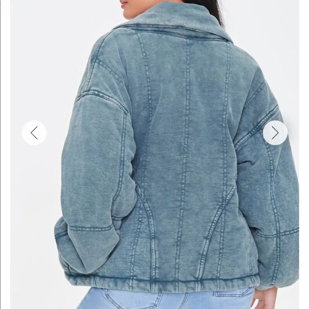 Jacket coat mineral wash blue womens - Picture 3 of 9